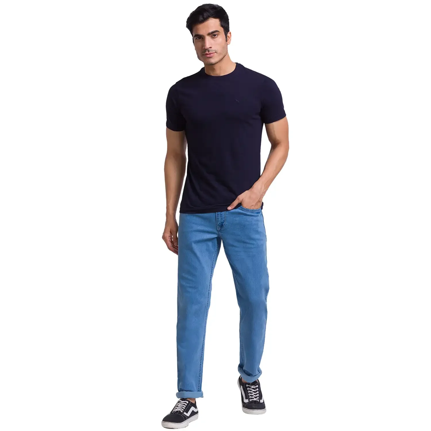 Men Multi-Colour Regular Fit Solid Cotton Round Collar T-Shirt - Image 5