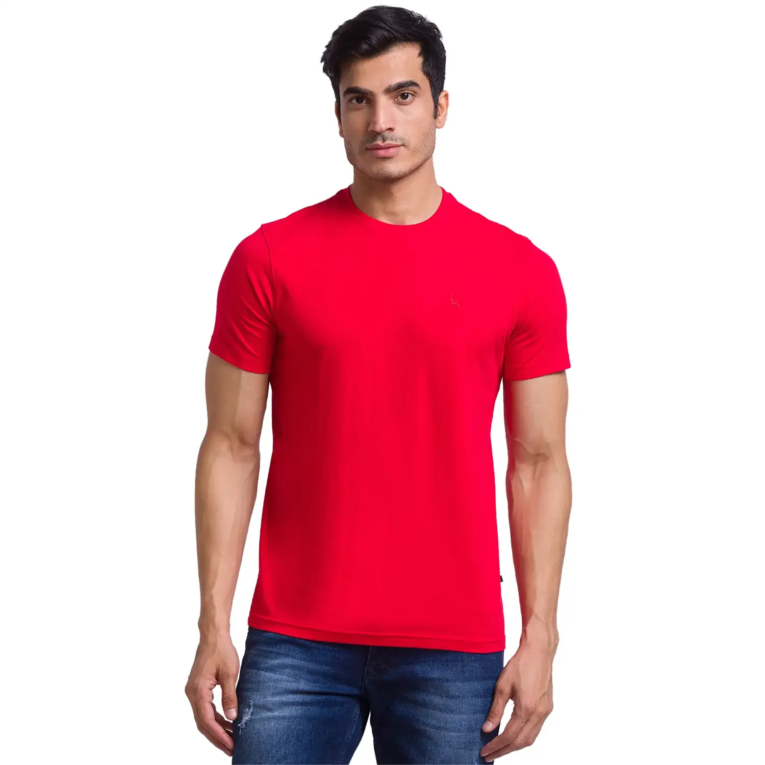 Men Multi-Colour Regular Fit Solid Cotton Round Collar T-Shirt - Image 7