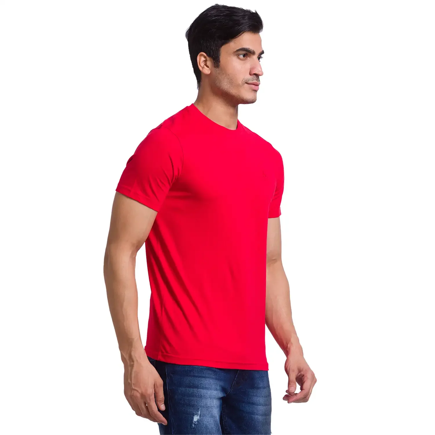 Men Multi-Colour Regular Fit Solid Cotton Round Collar T-Shirt - Image 8