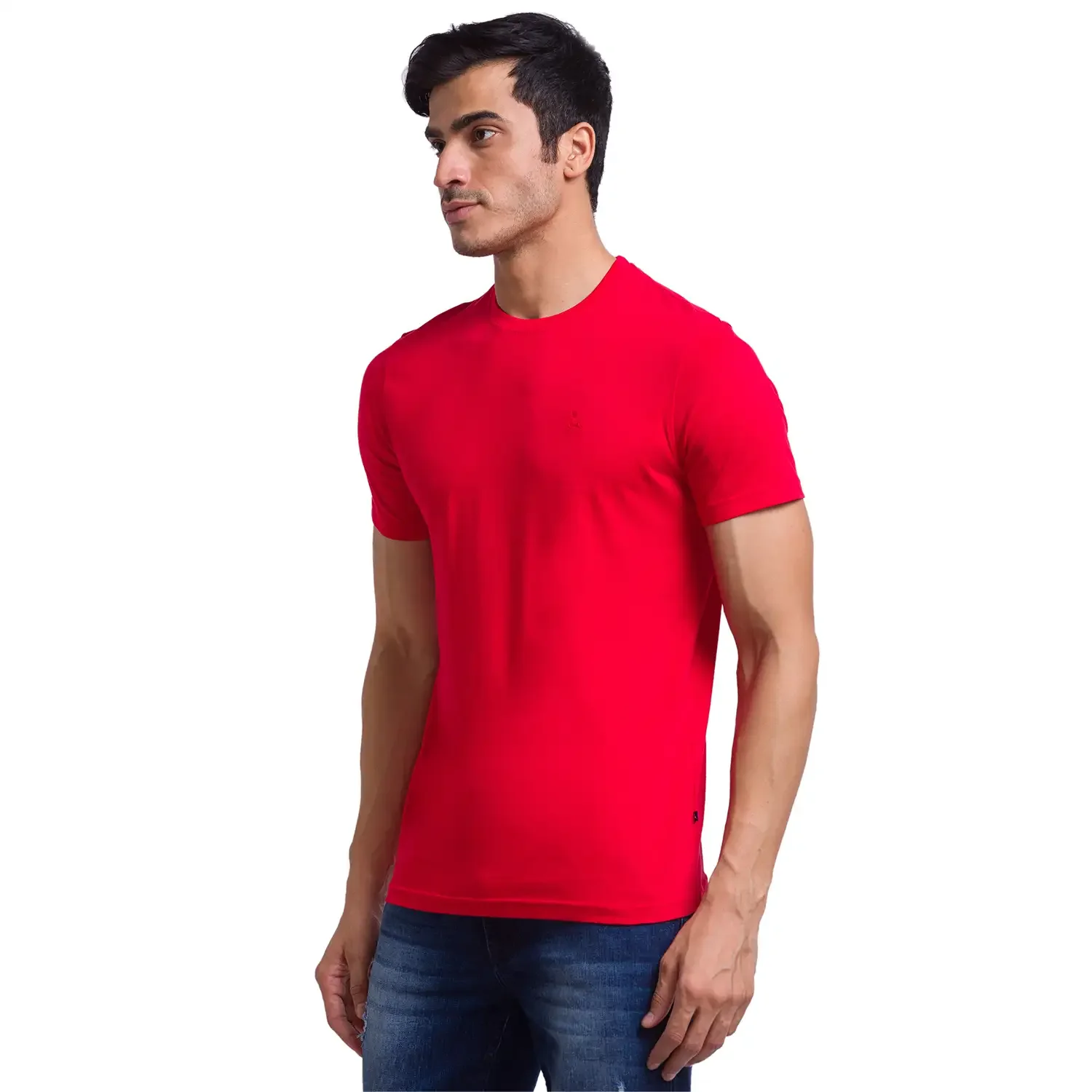 Men Multi-Colour Regular Fit Solid Cotton Round Collar T-Shirt - Image 9