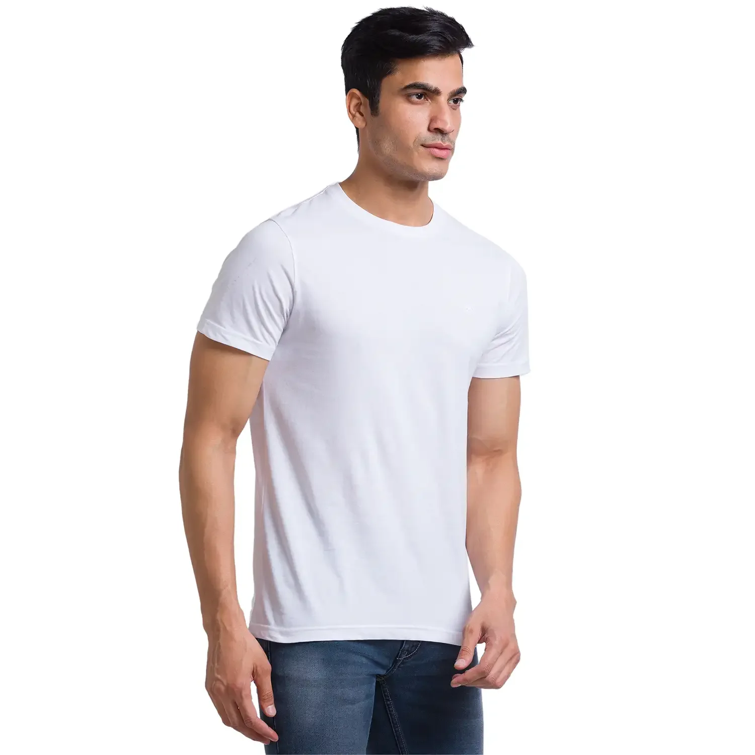 Men Multi-Colour Regular Fit Solid Cotton Round Collar T-Shirt - Image 2