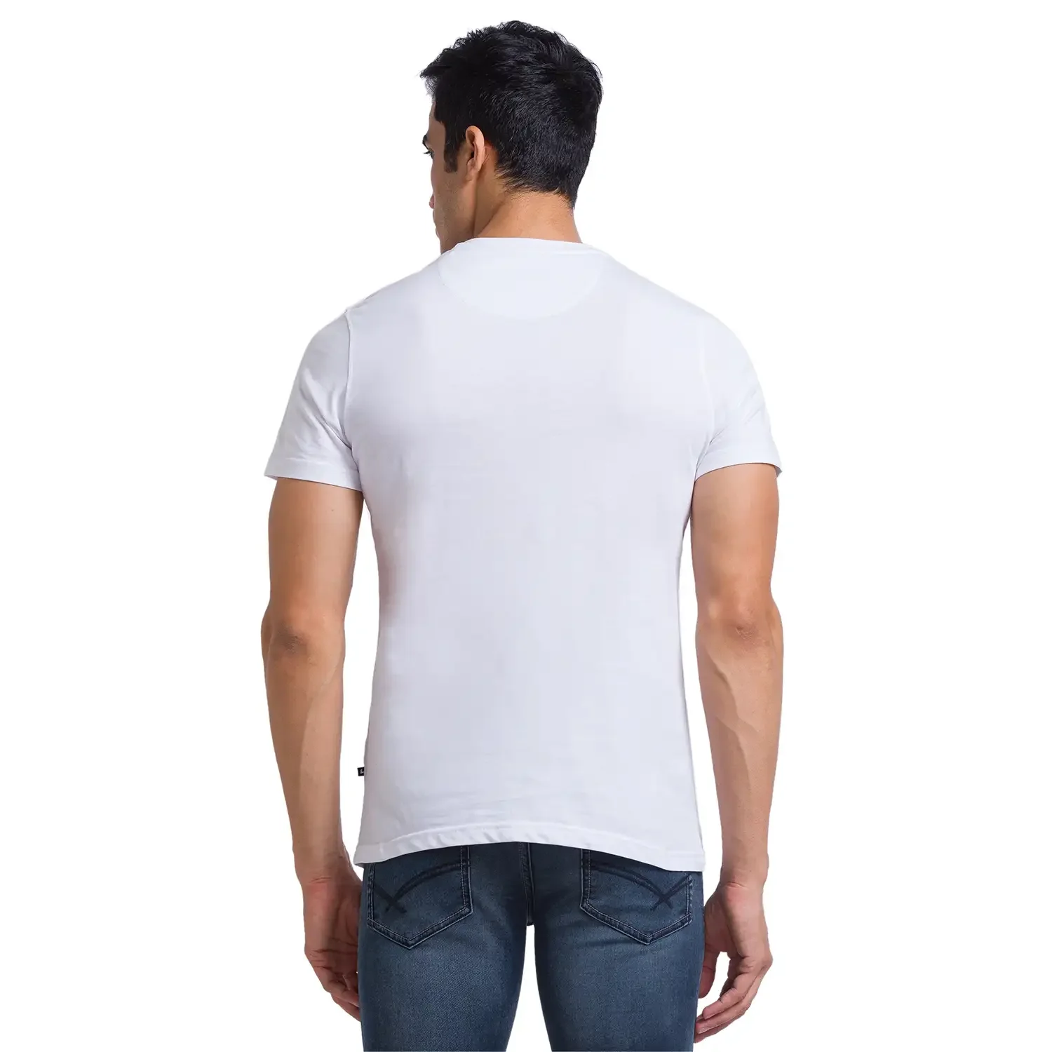 Men Multi-Colour Regular Fit Solid Cotton Round Collar T-Shirt - Image 4