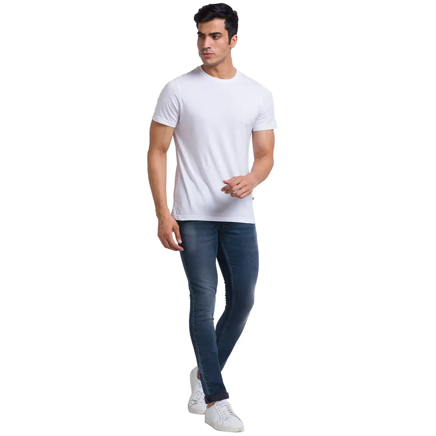 Men Multi-Colour Regular Fit Solid Cotton Round Collar T-Shirt - Image 5