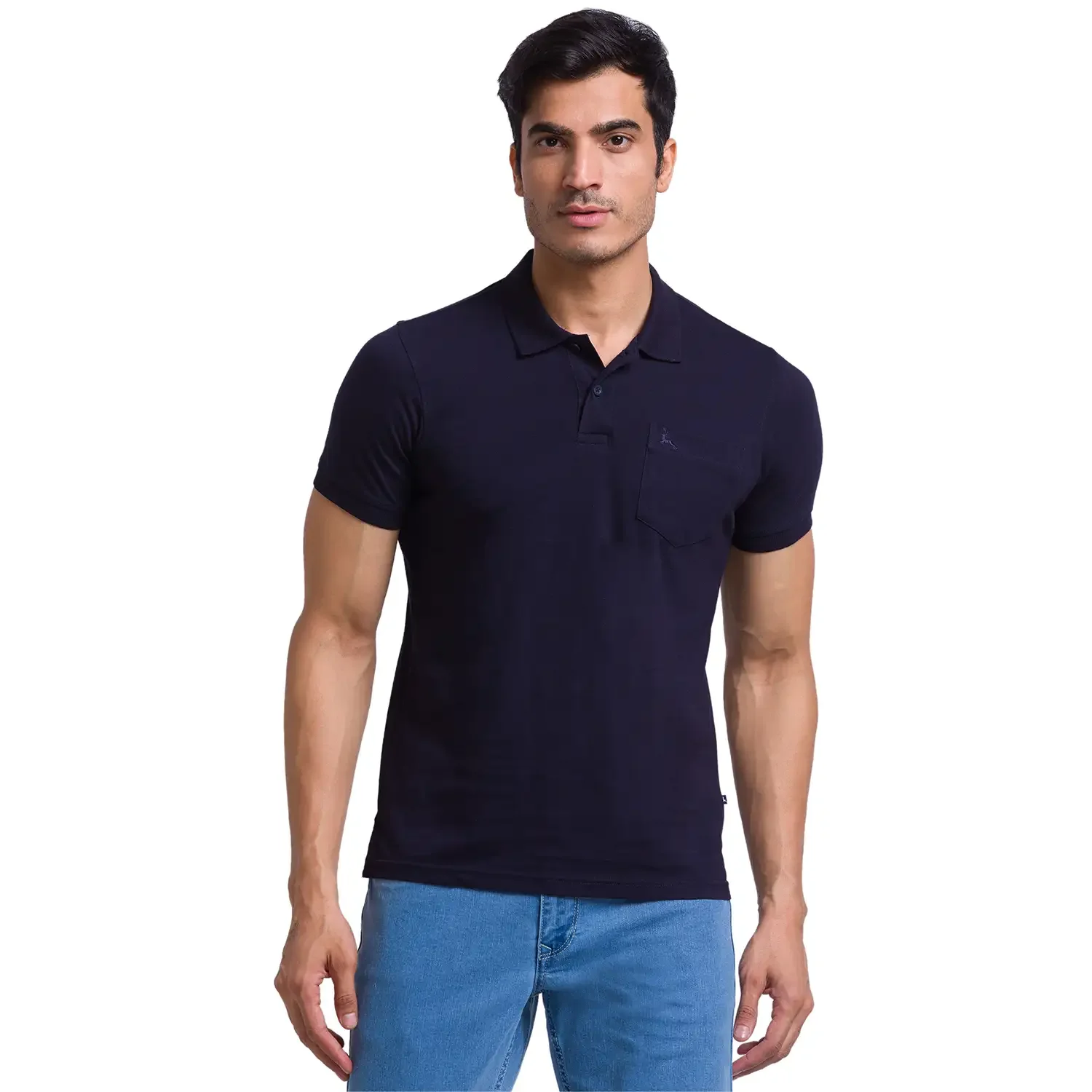 Men Multi-Colour Regular Fit Solid Cotton Round Neck Collar Polo T-Shirt
