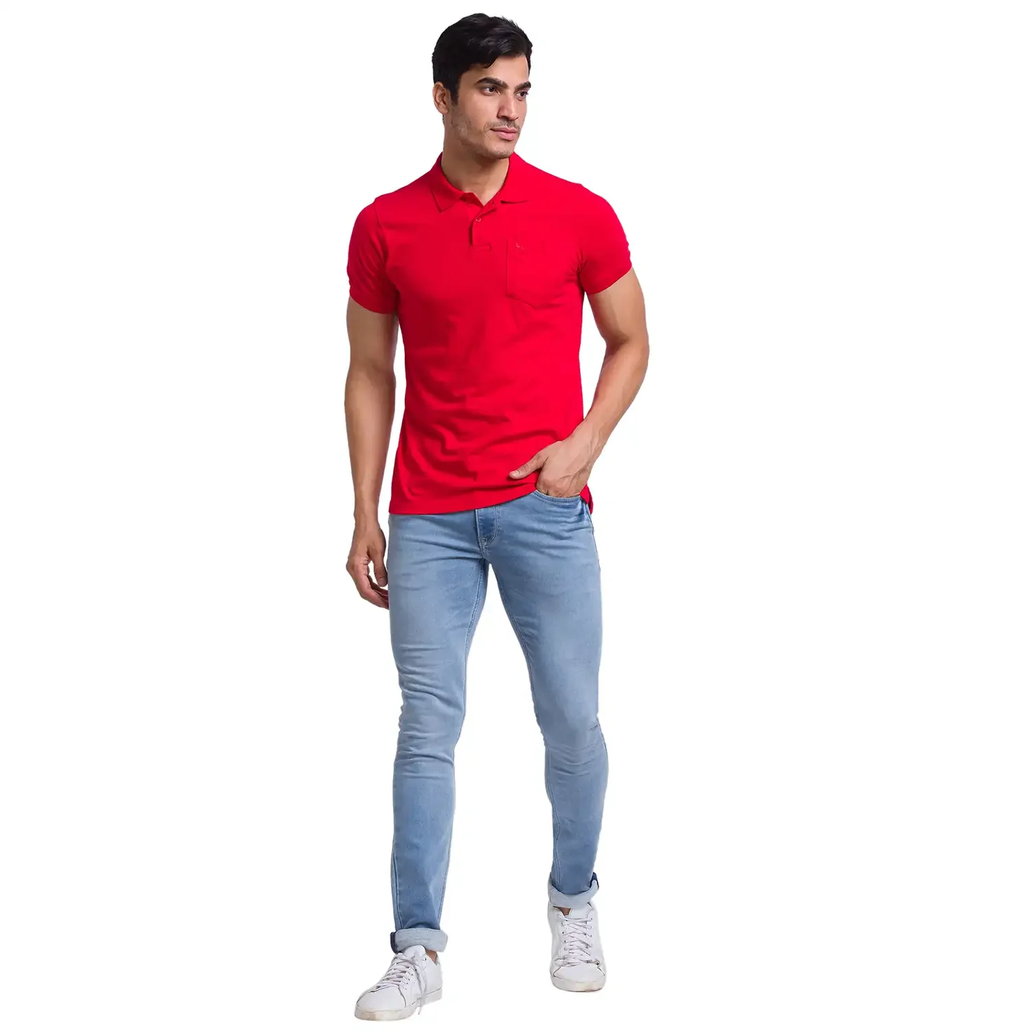 Men Multi-Colour Regular Fit Solid Cotton Round Neck Collar Polo T-Shirt - Image 11