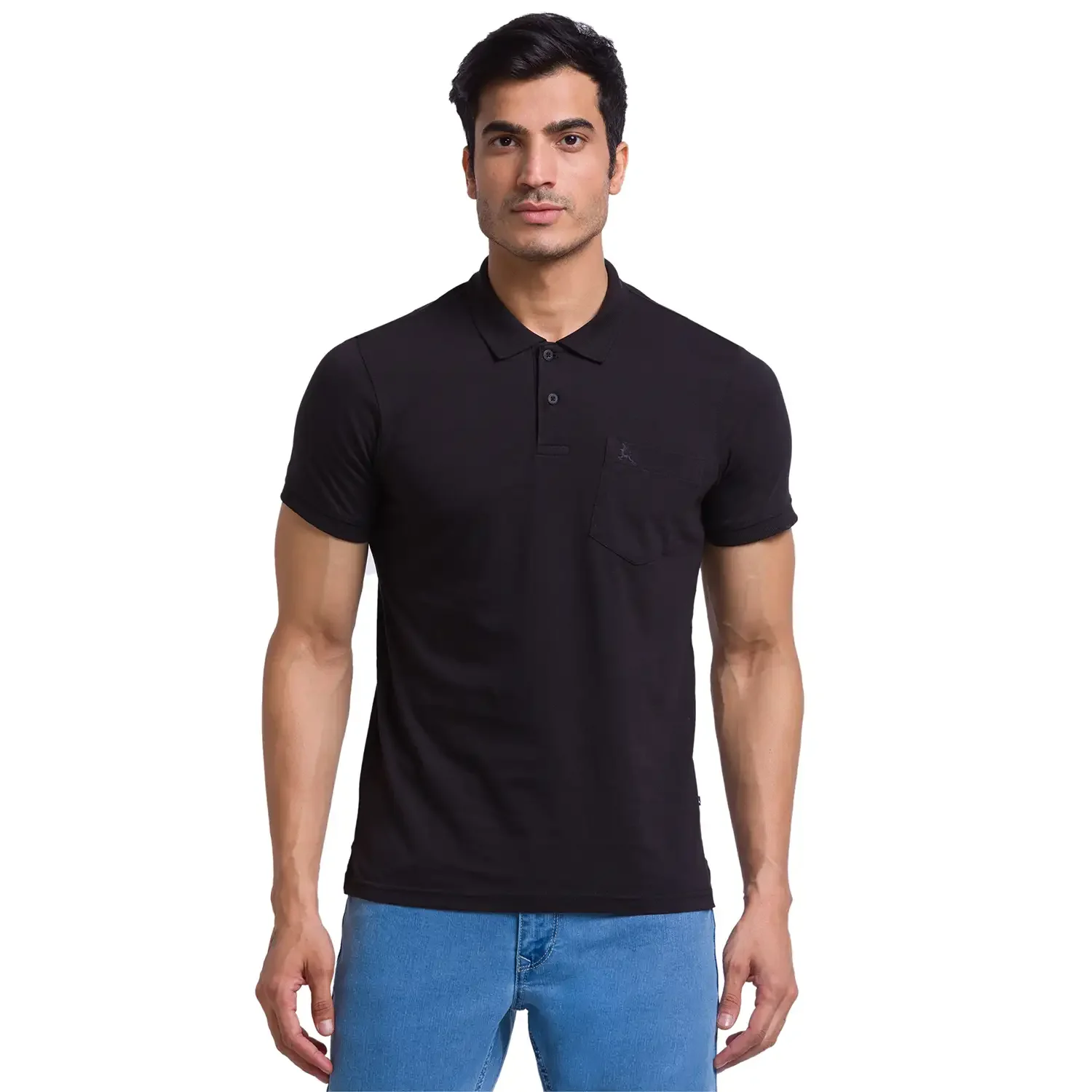 Men Multi-Colour Regular Fit Solid Cotton Polo Neck T-Shirt