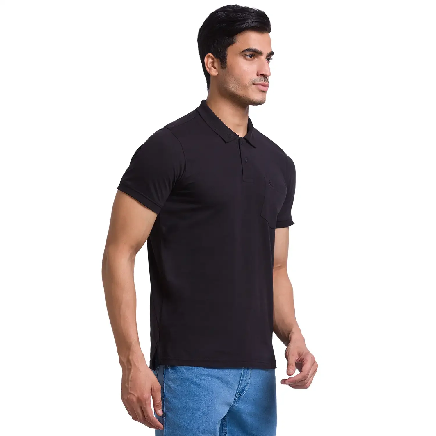 Men Multi-Colour Regular Fit Solid Cotton Polo Neck T-Shirt - Image 2