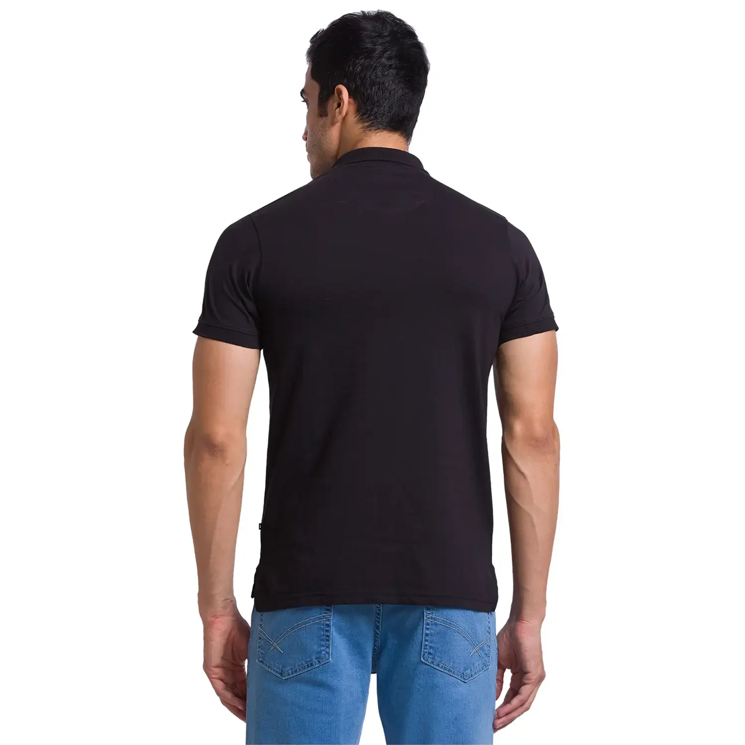Men Multi-Colour Regular Fit Solid Cotton Polo Neck T-Shirt - Image 4