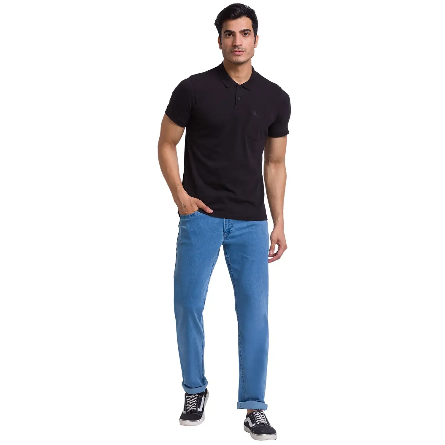 Men Multi-Colour Regular Fit Solid Cotton Polo Neck T-Shirt - Image 5