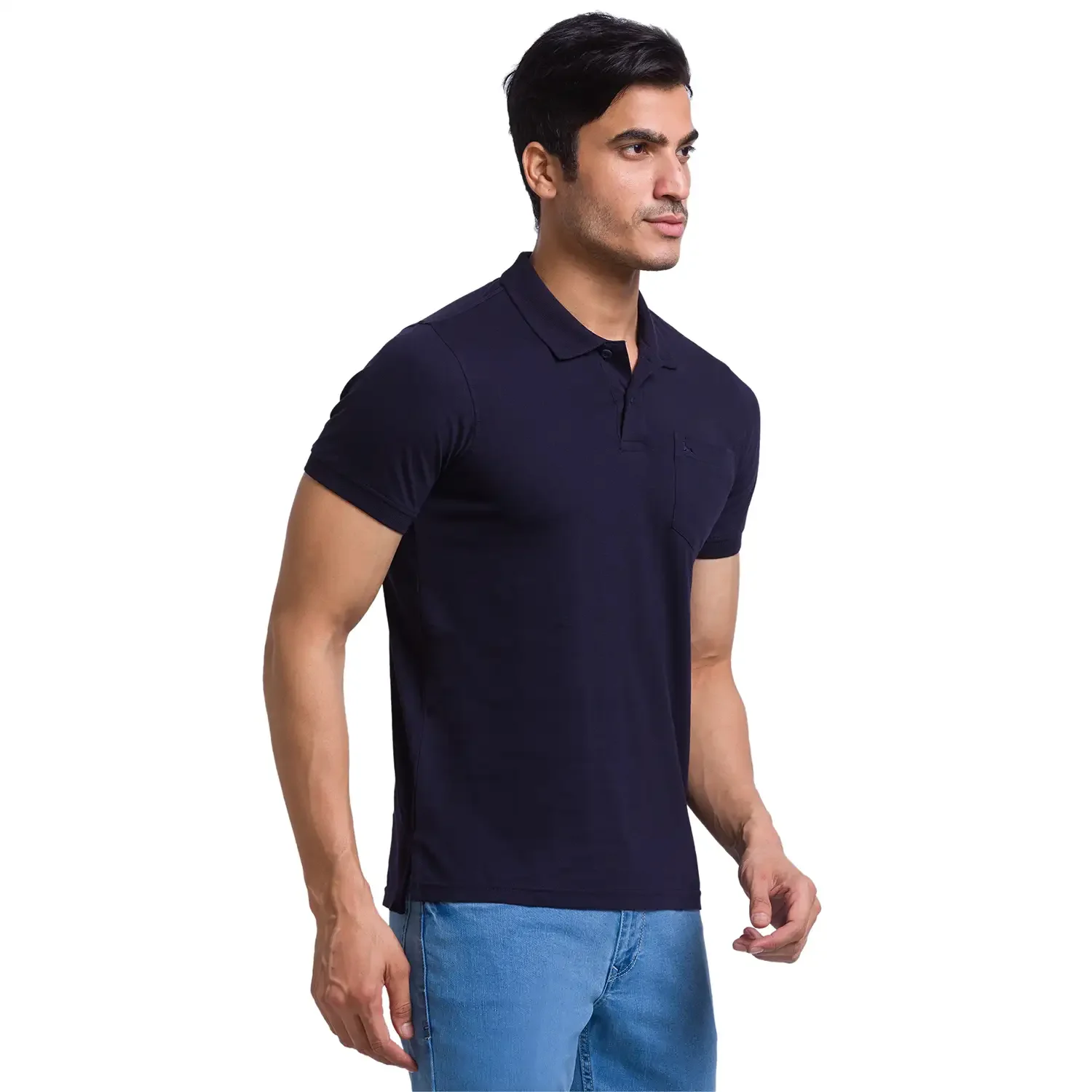 Men Multi-Colour Regular Fit Solid Cotton Round Neck Collar Polo T-Shirt - Image 2