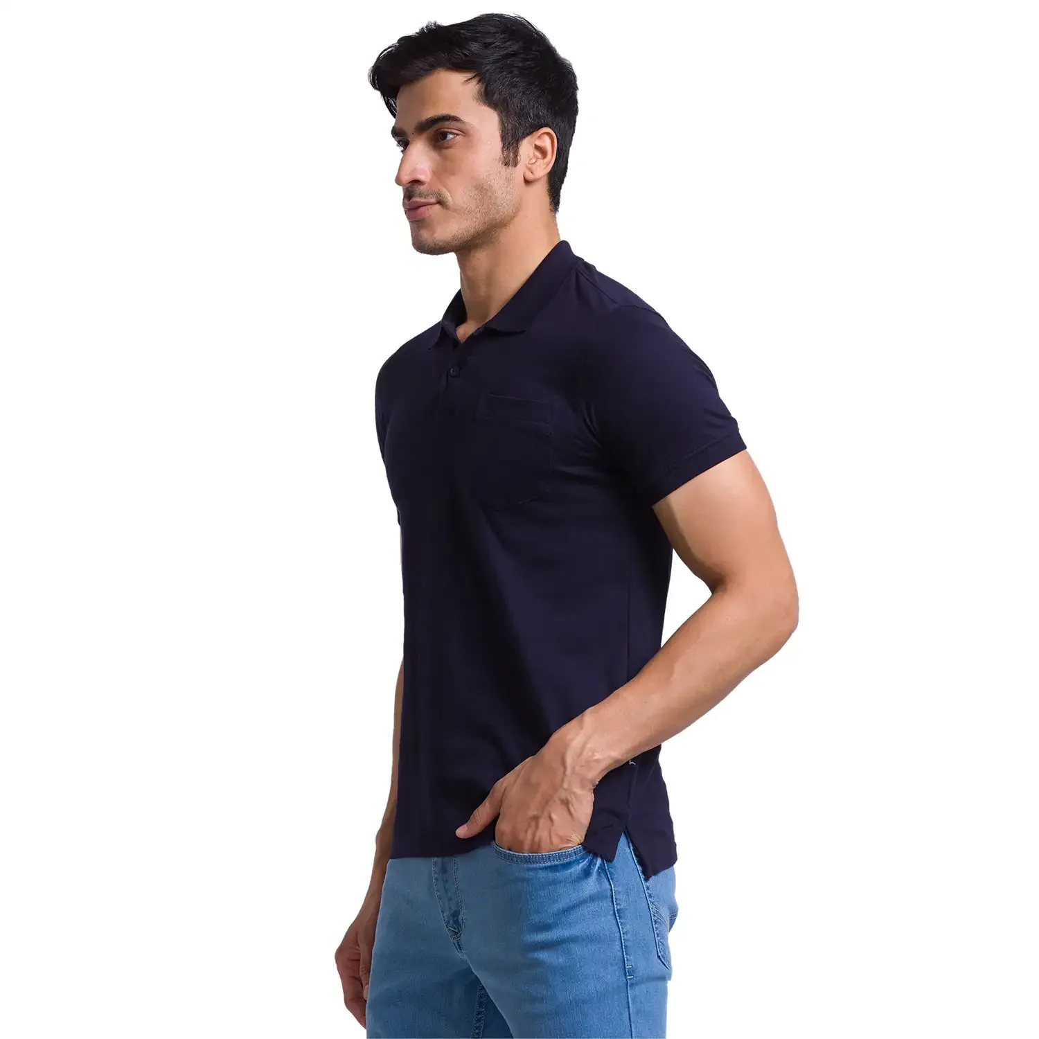 Men Multi-Colour Regular Fit Solid Cotton Round Neck Collar Polo T-Shirt - Image 3