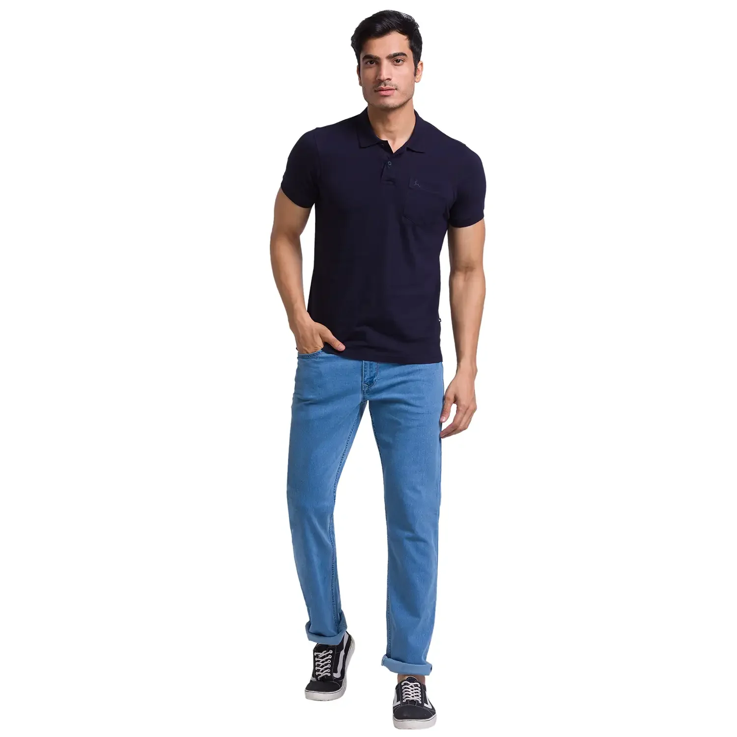 Men Multi-Colour Regular Fit Solid Cotton Round Neck Collar Polo T-Shirt - Image 5