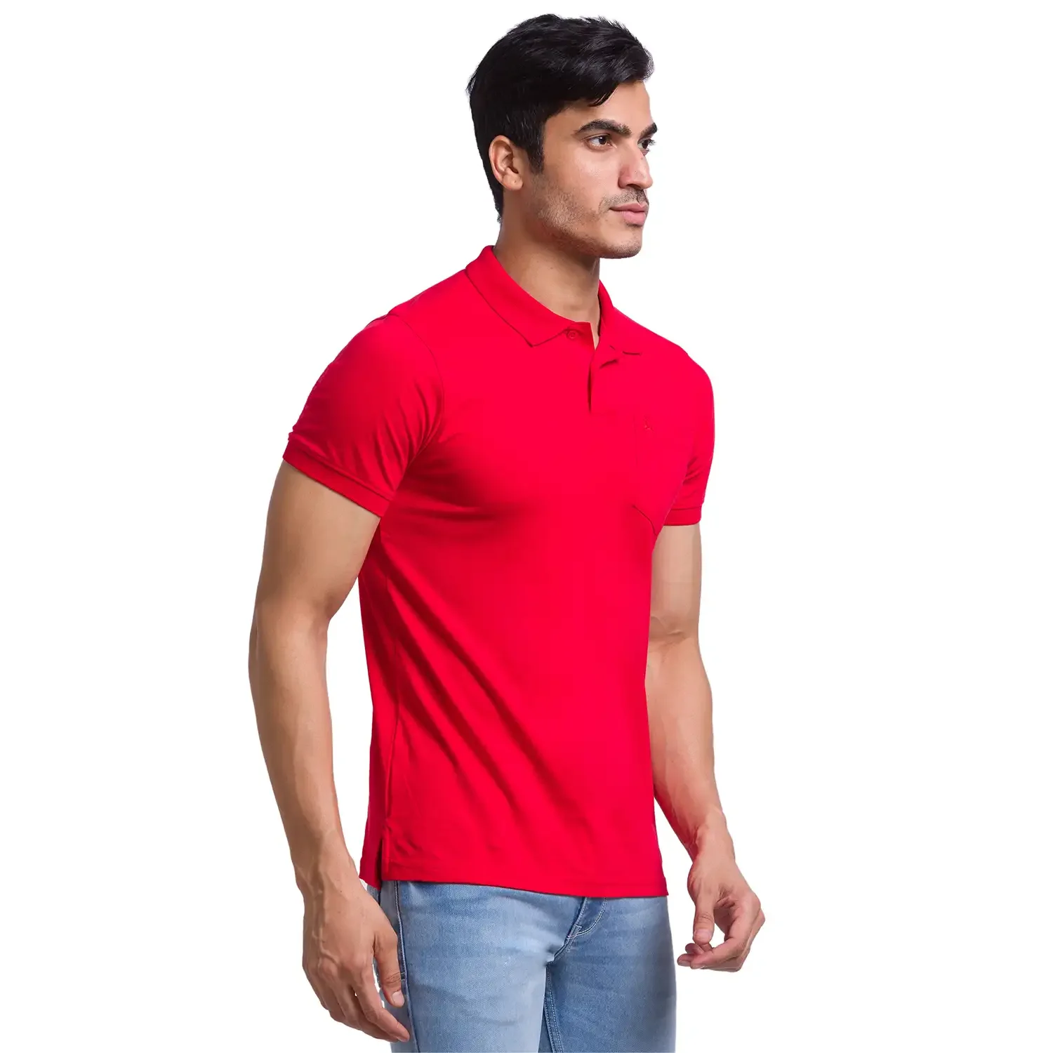 Men Multi-Colour Regular Fit Solid Cotton Round Neck Collar Polo T-Shirt - Image 8