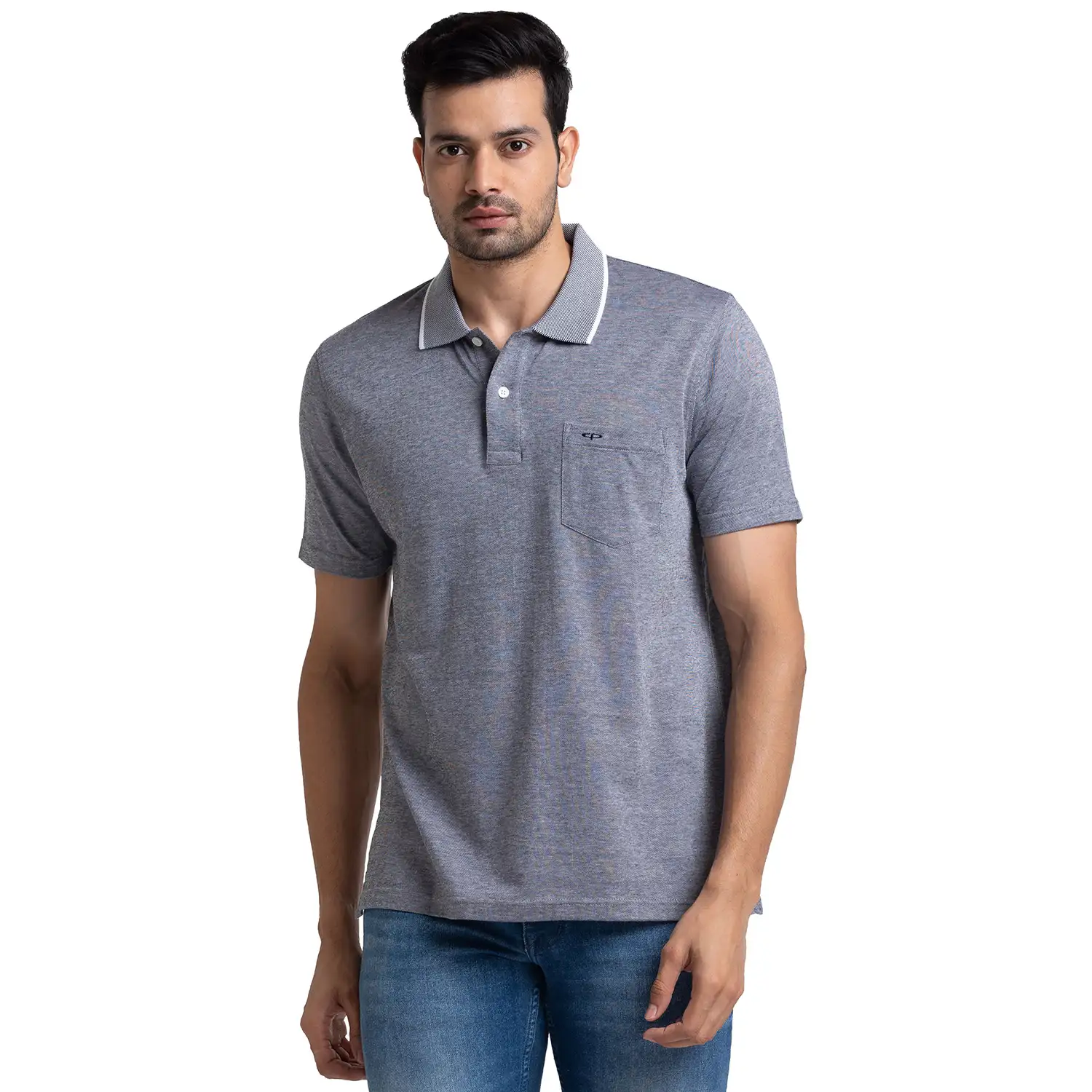 Men Navy Classic Fit Solid Cotton Half Sleeve T-Shirt