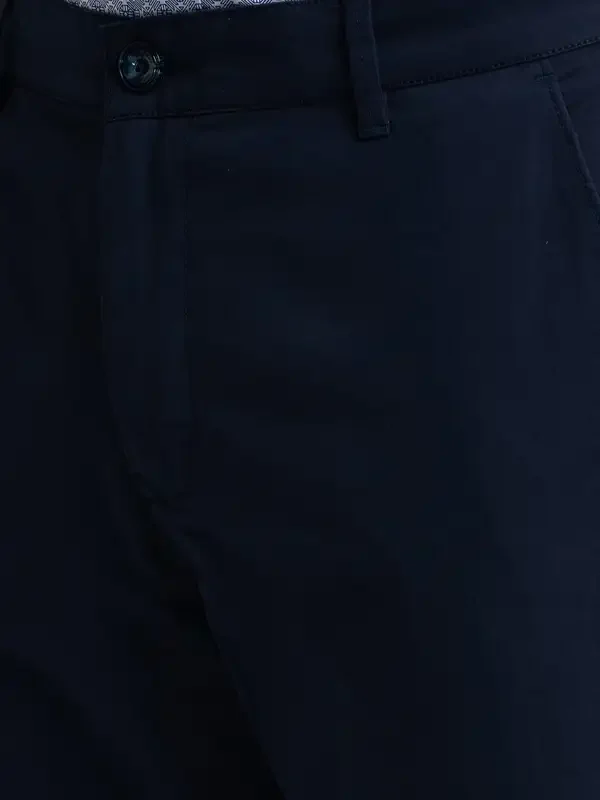 Colorplus Men Navy Contemporary Fit Solid Piece Dyed Cotton Blend Trouser - Image 6
