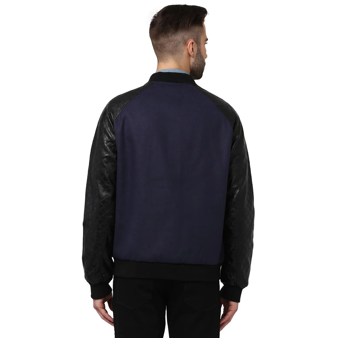 Men Navy Tailored Fit Cotton Polyester Blend Full Sleeve Jackets - Image 4
