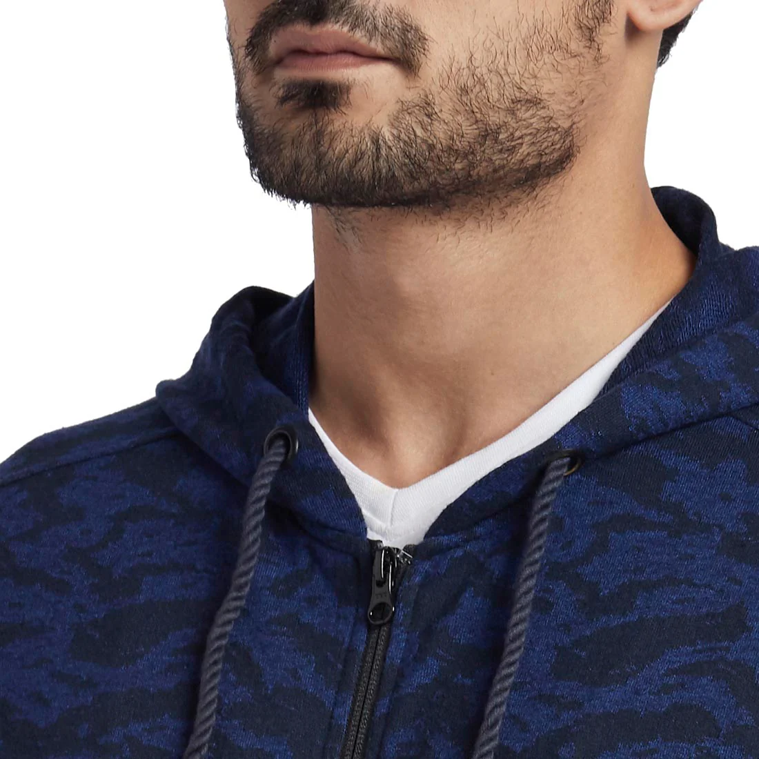 Men Navy Tailored Fit Jacquard Cotton Full Sleeve Sweatshirts - Image 6