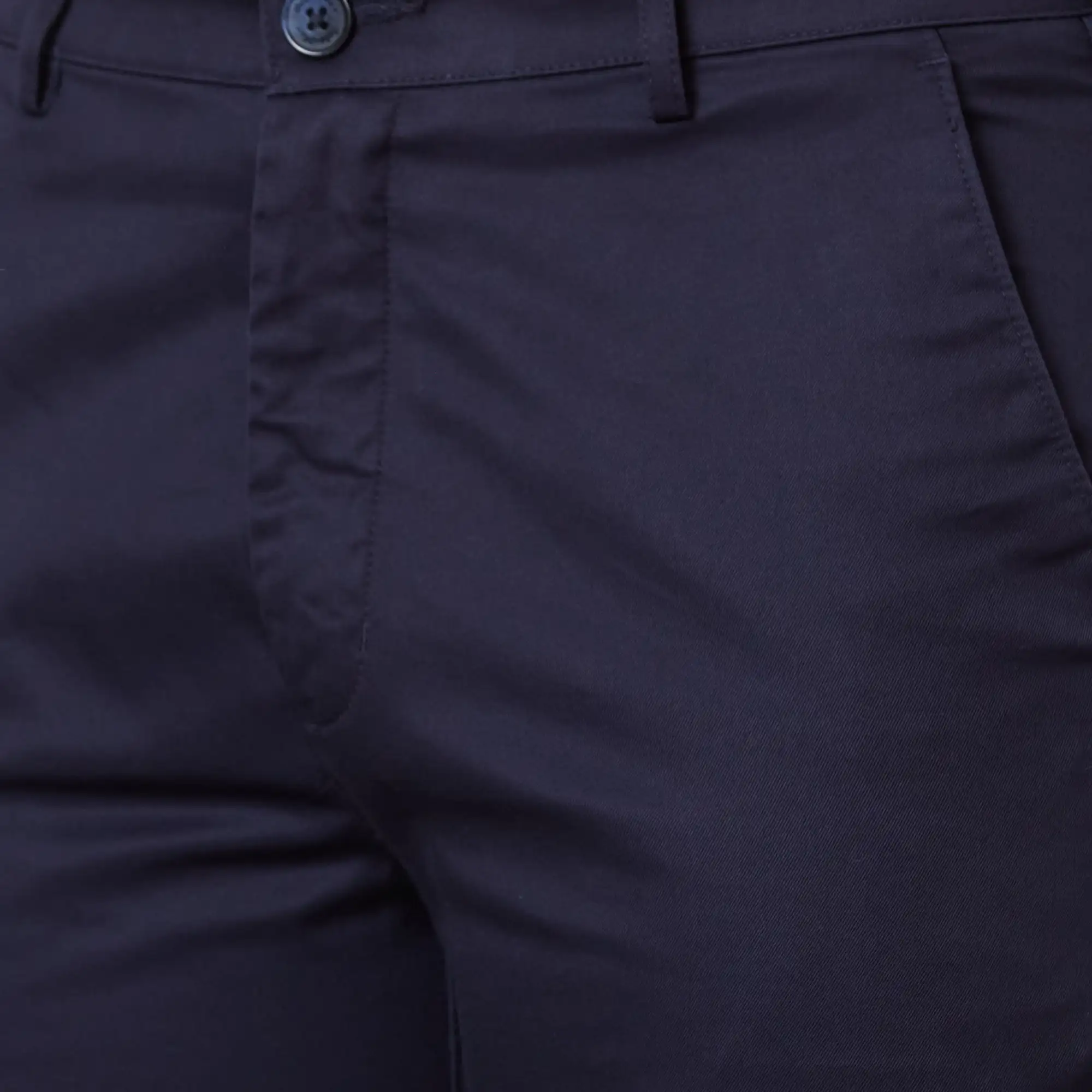 Men Navy Tailored Fit Plain Cotton Trouser - Image 6