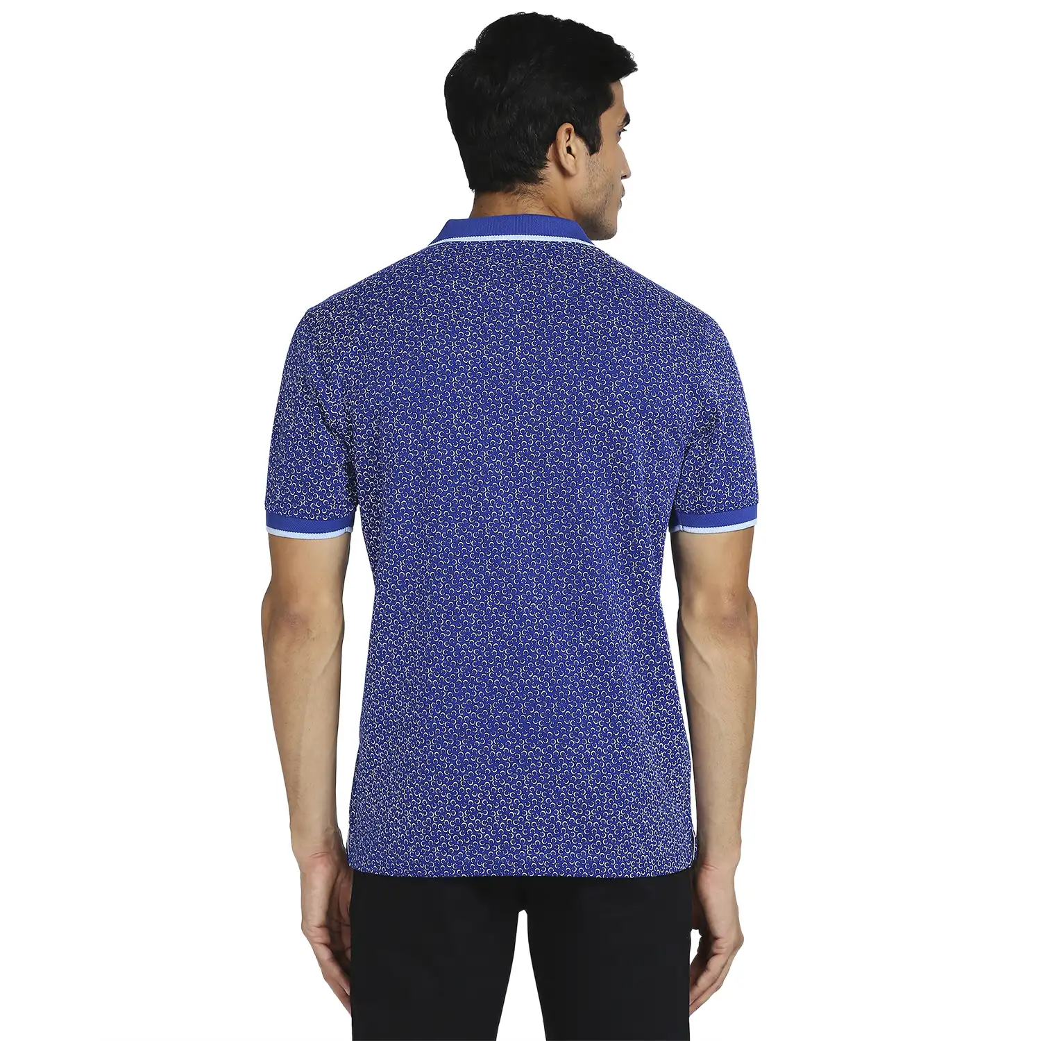 Men Navy Tailored Fit Print Cotton Half Sleeve T-Shirt - Image 4