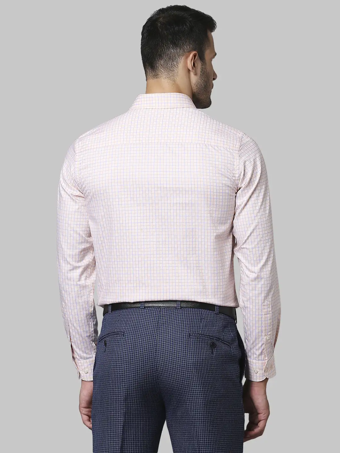 Men Orange Contemporary Fit Checks Cotton Shirts - Image 4