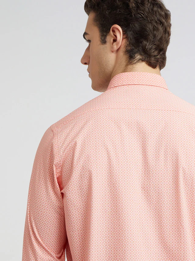 Men Orange Contemporary Fit Print Cotton Full Sleeve Shirts - Image 7