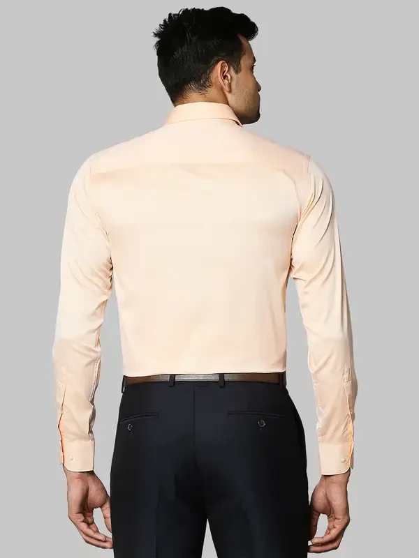 Men Orange Contemporary Fit Structure Cotton Full Sleeve Shirts - Image 4