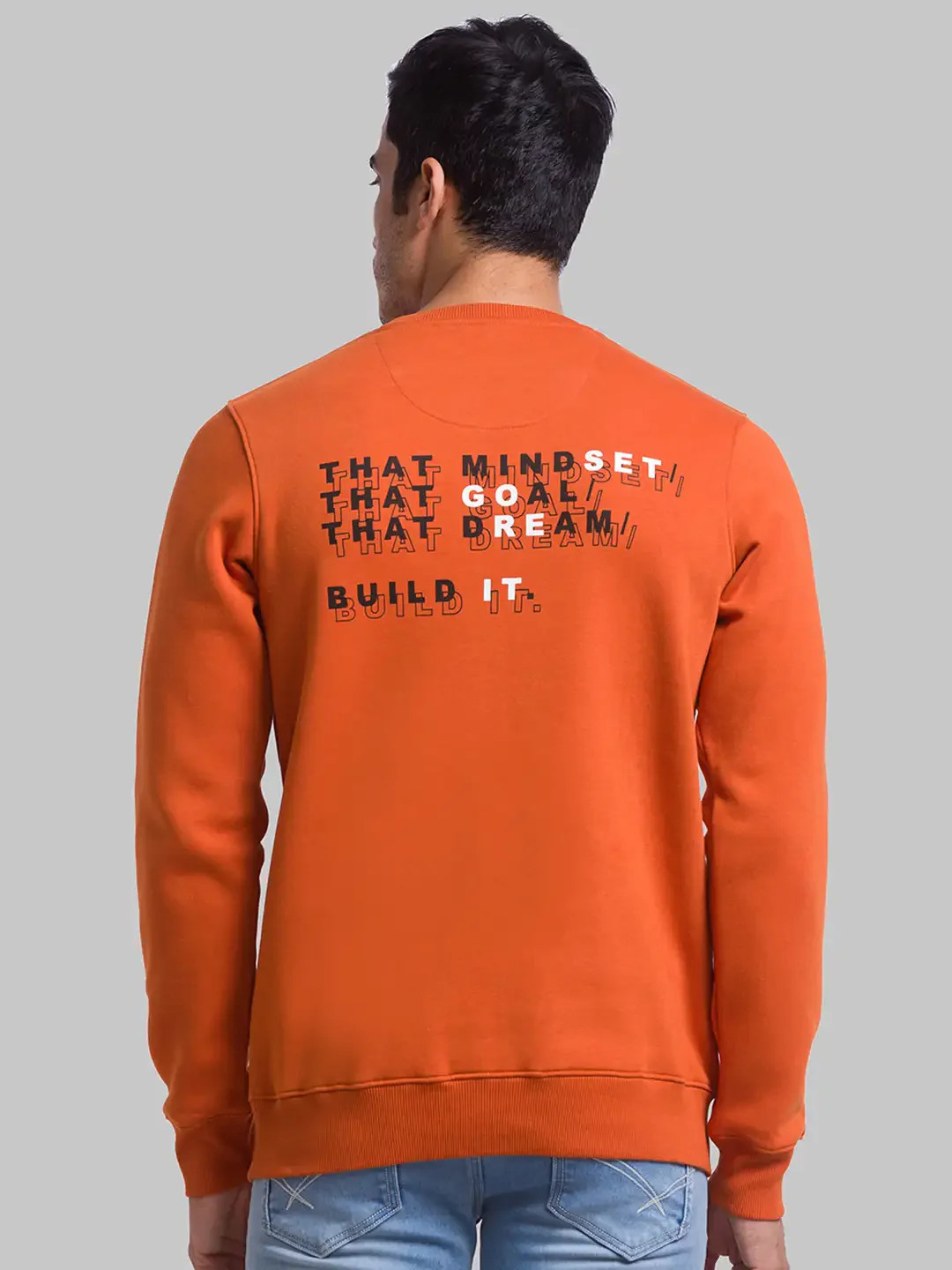 Men Orange Regular Fit Graphic Cotton Polyester Blend Sweatshirts - Image 4
