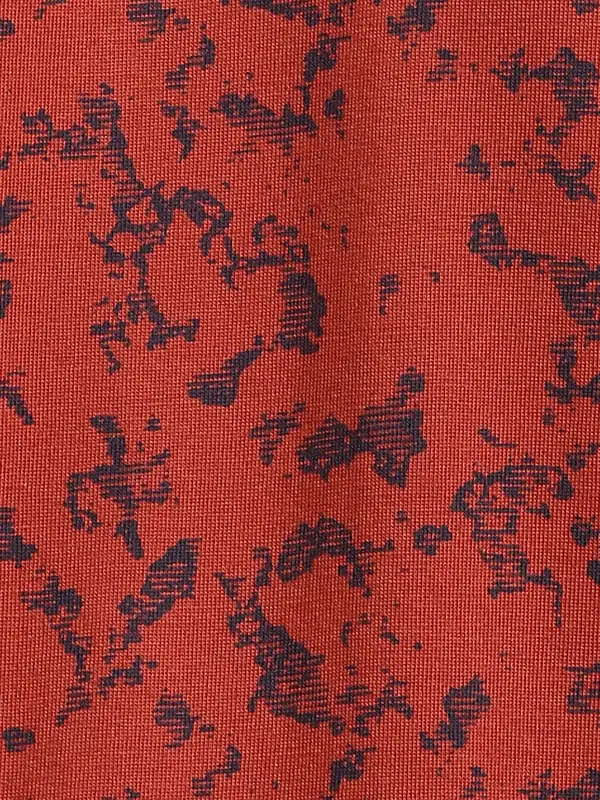 Men Orange Regular Fit Print Cotton Round Neck Collar Polo T-Shirt - Image 7