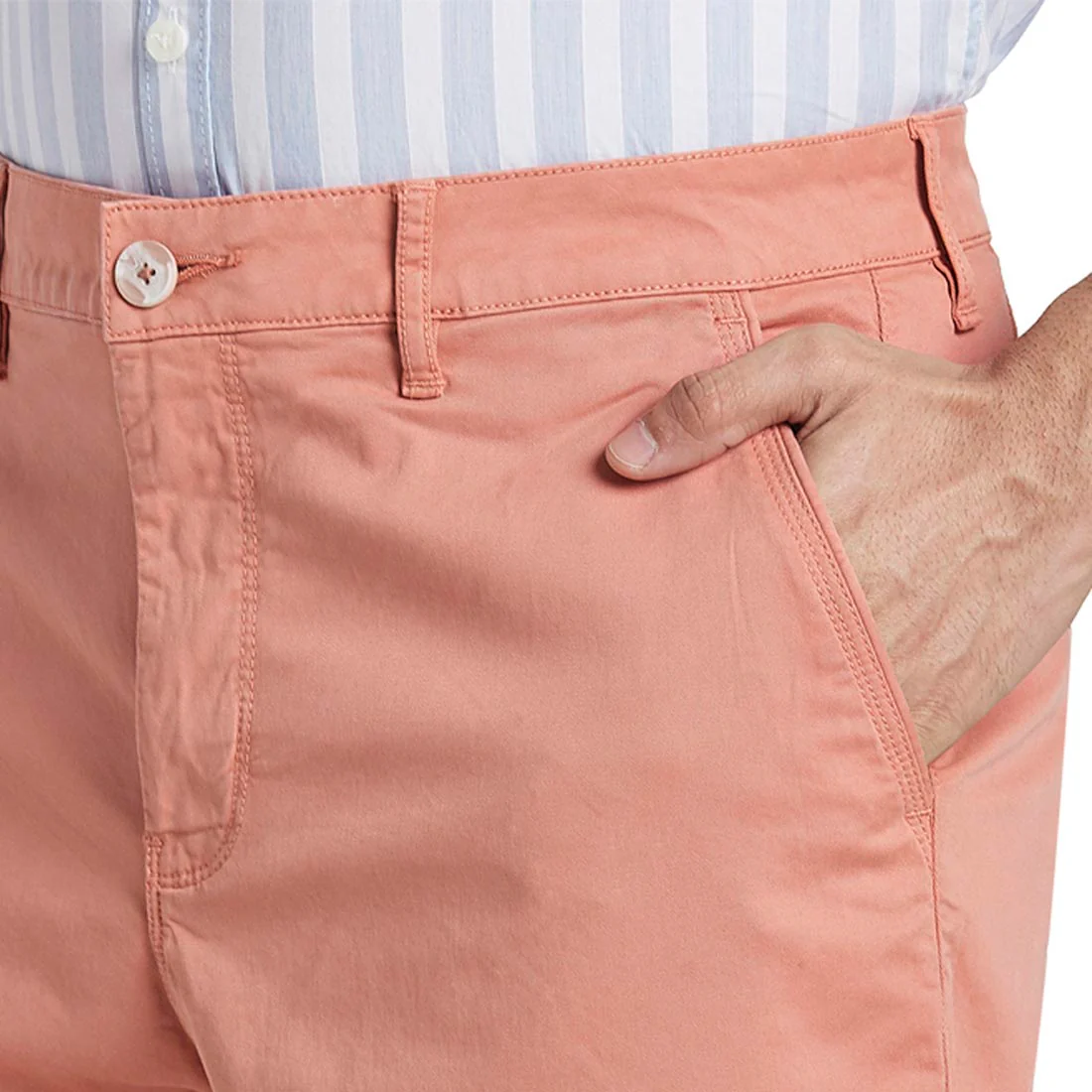Men Orange Regular Fit Solid Cotton Blend Shorts - Image 6