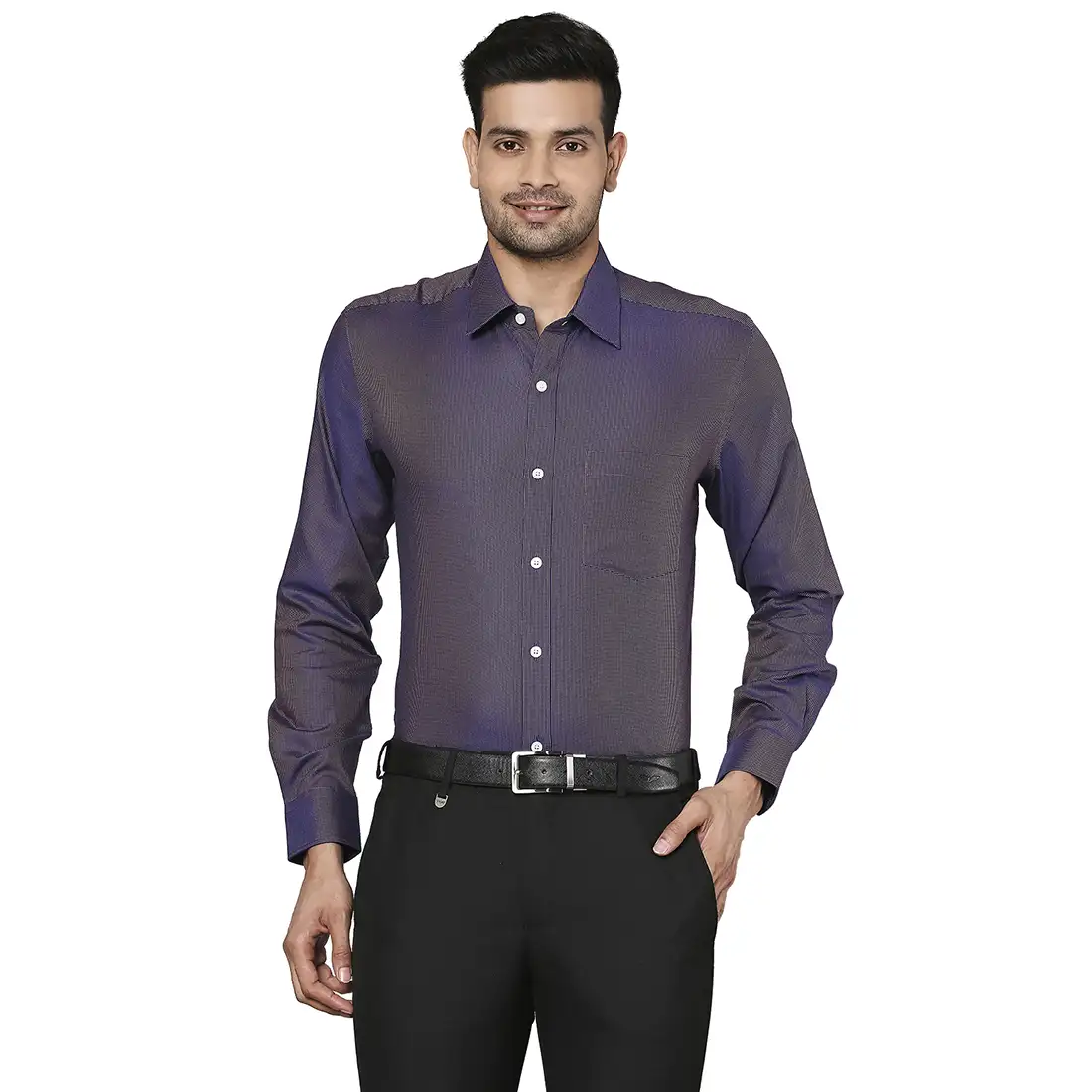 Men Orange Regular Fit Structure Cotton Full Sleeve Ainsley Collar Shirts