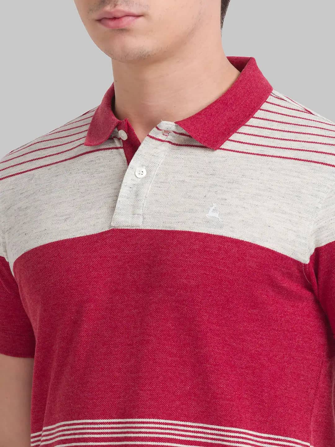 Men Orange Regular Fit Yarn Dyed Cotton Round Neck Collar Polo T-Shirt - Image 6