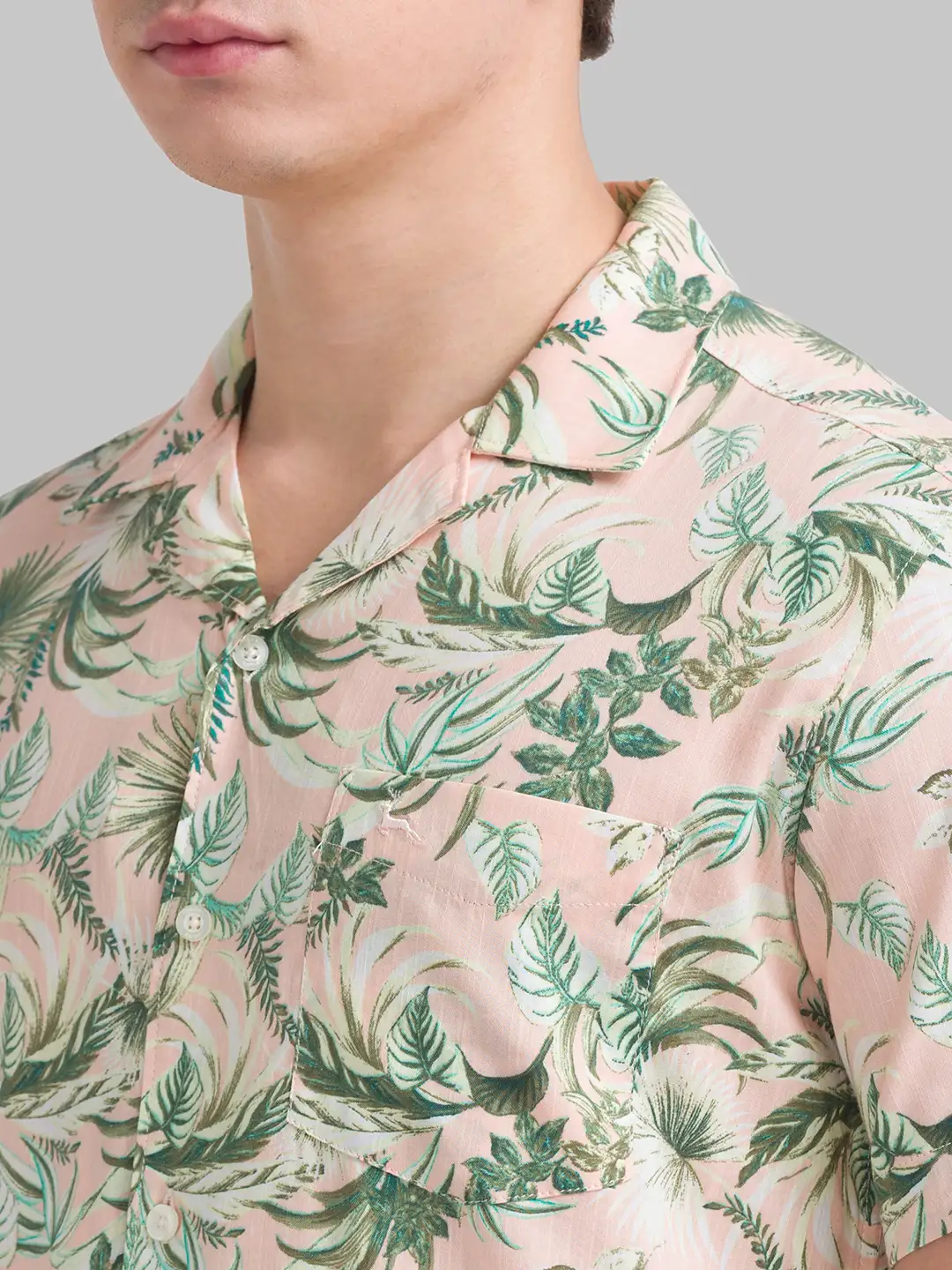 Men Orange Resort Fit Print Cotton Blend Half Sleeve Shirts - Image 5