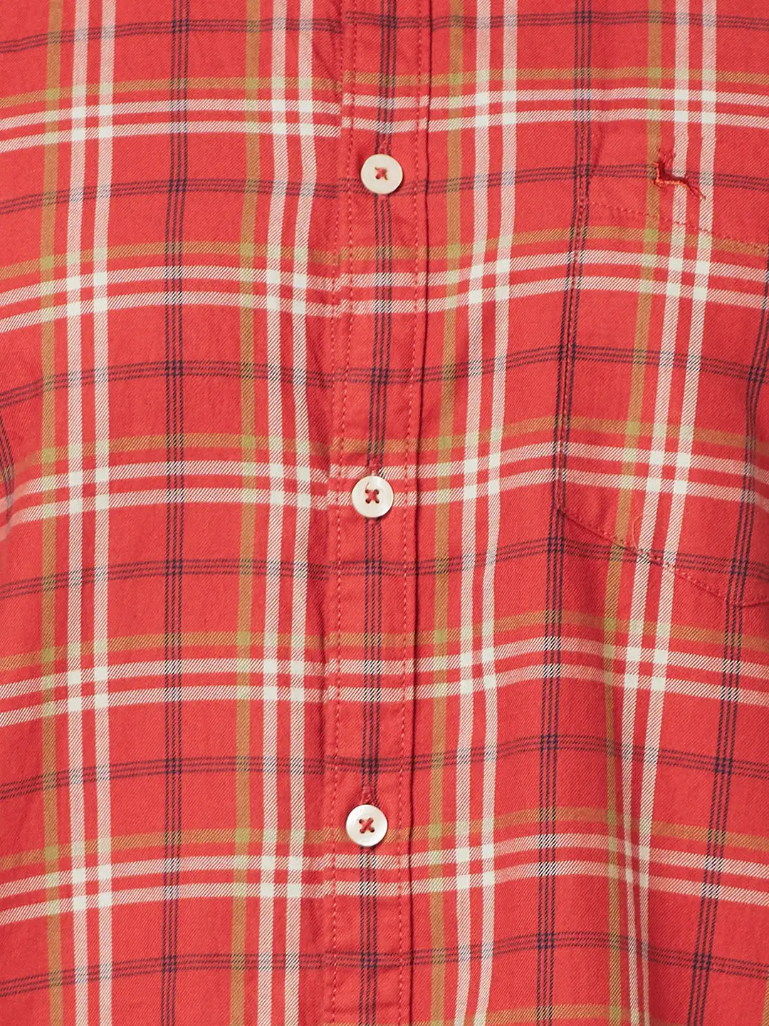 Men Orange Slim Fit Checks Cotton Full Sleeve Shirts - Image 7