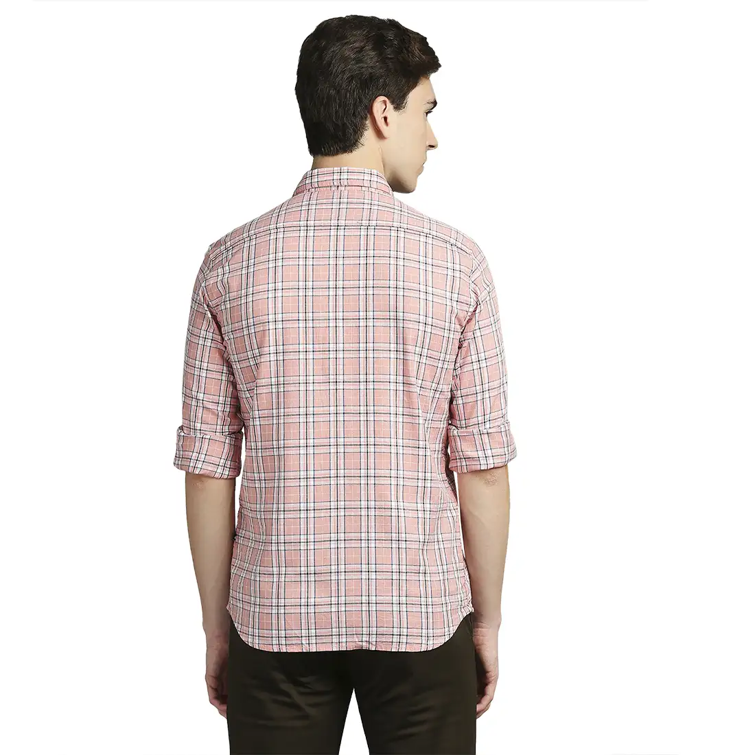 Parx Men Pink Checks Slim Fit Cotton Casual Shirt - Image 4