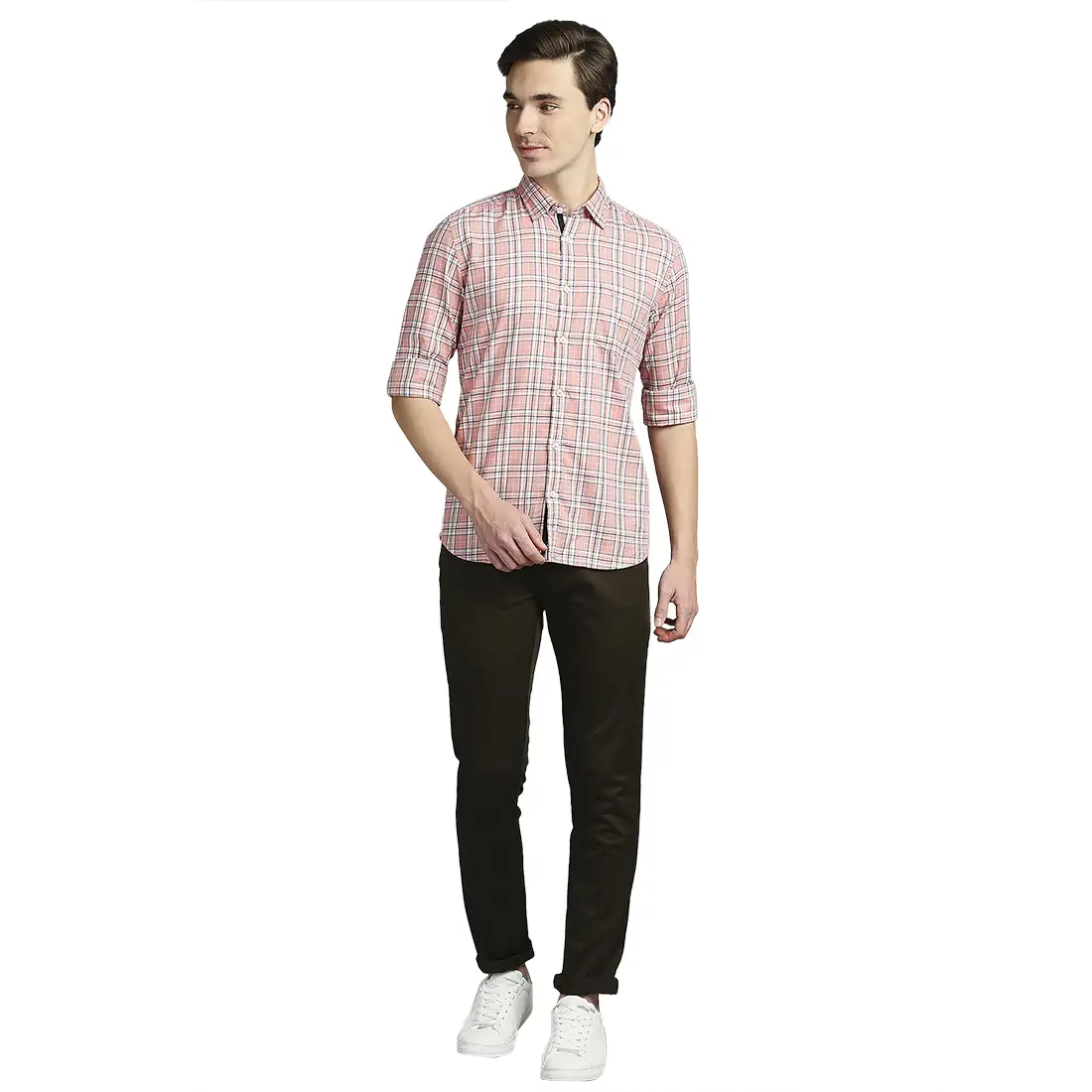 Parx Men Pink Checks Slim Fit Cotton Casual Shirt - Image 5