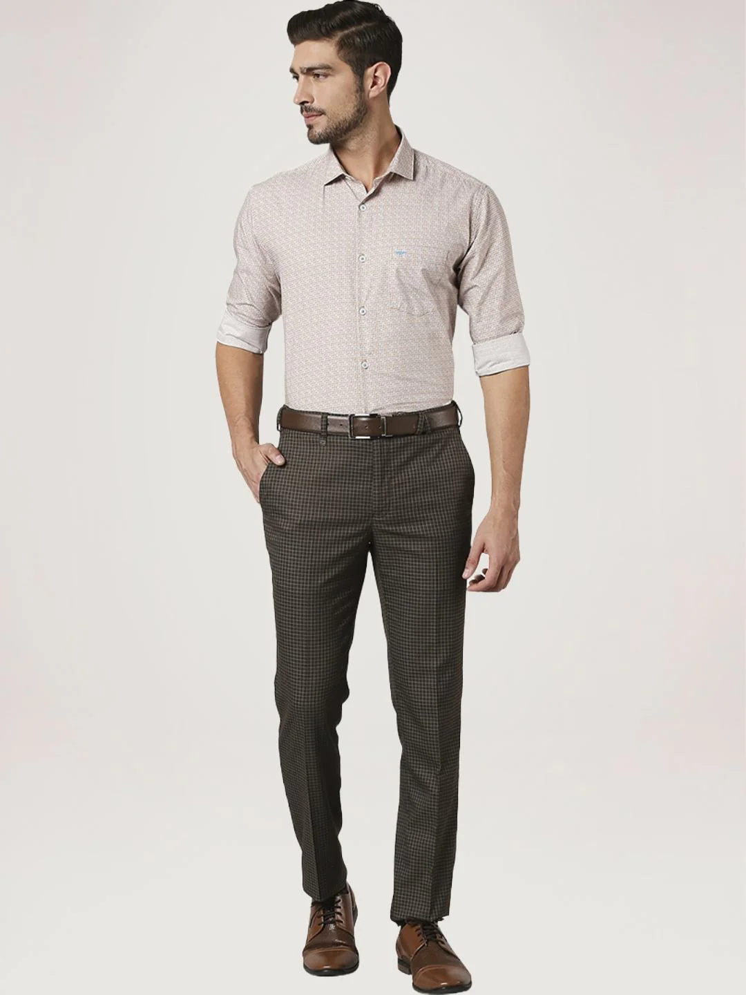 Men Orange Slim Fit Print Cotton Cut Away Collar Shirts - Image 2