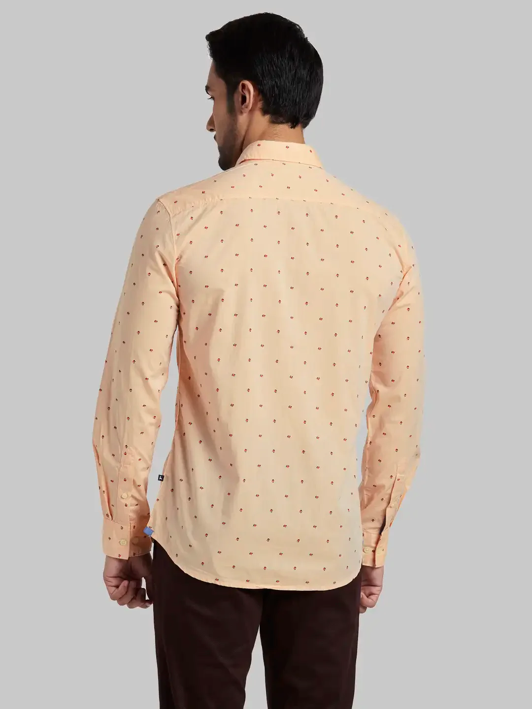Men Orange Slim Fit Print Cotton Full Sleeve Shirts - Image 4