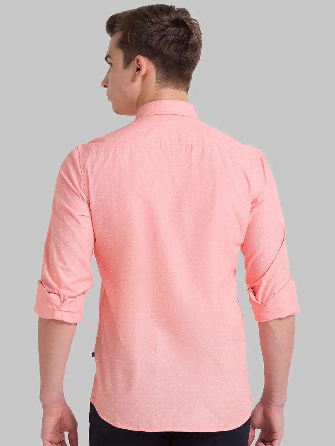 Men Orange Slim Fit Print Cotton Full Sleeve Shirts - Image 4