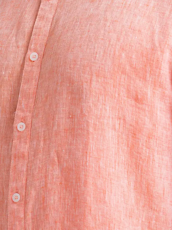 Men Orange Slim Fit Solid Linen Full Sleeve Shirts - Image 7