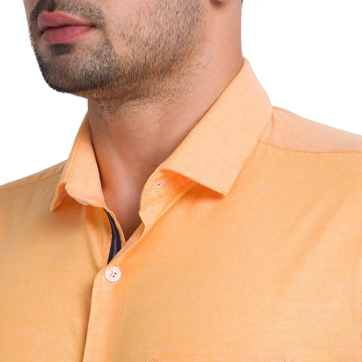 Men Orange Slim Fit Stripe Cotton Blend Shirts - Image 6