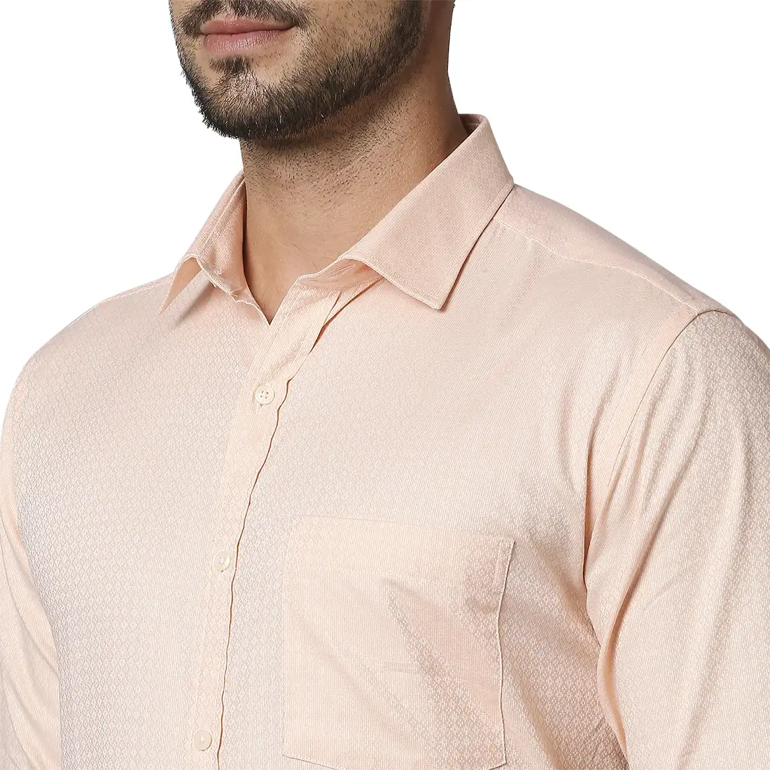 Men Orange Slim Fit Structure Cotton Shirts - Image 6