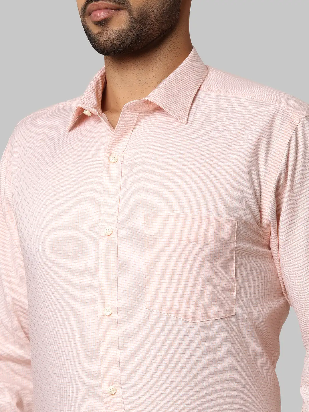 Men Orange Slim Fit Structure Cotton Shirts - Image 6