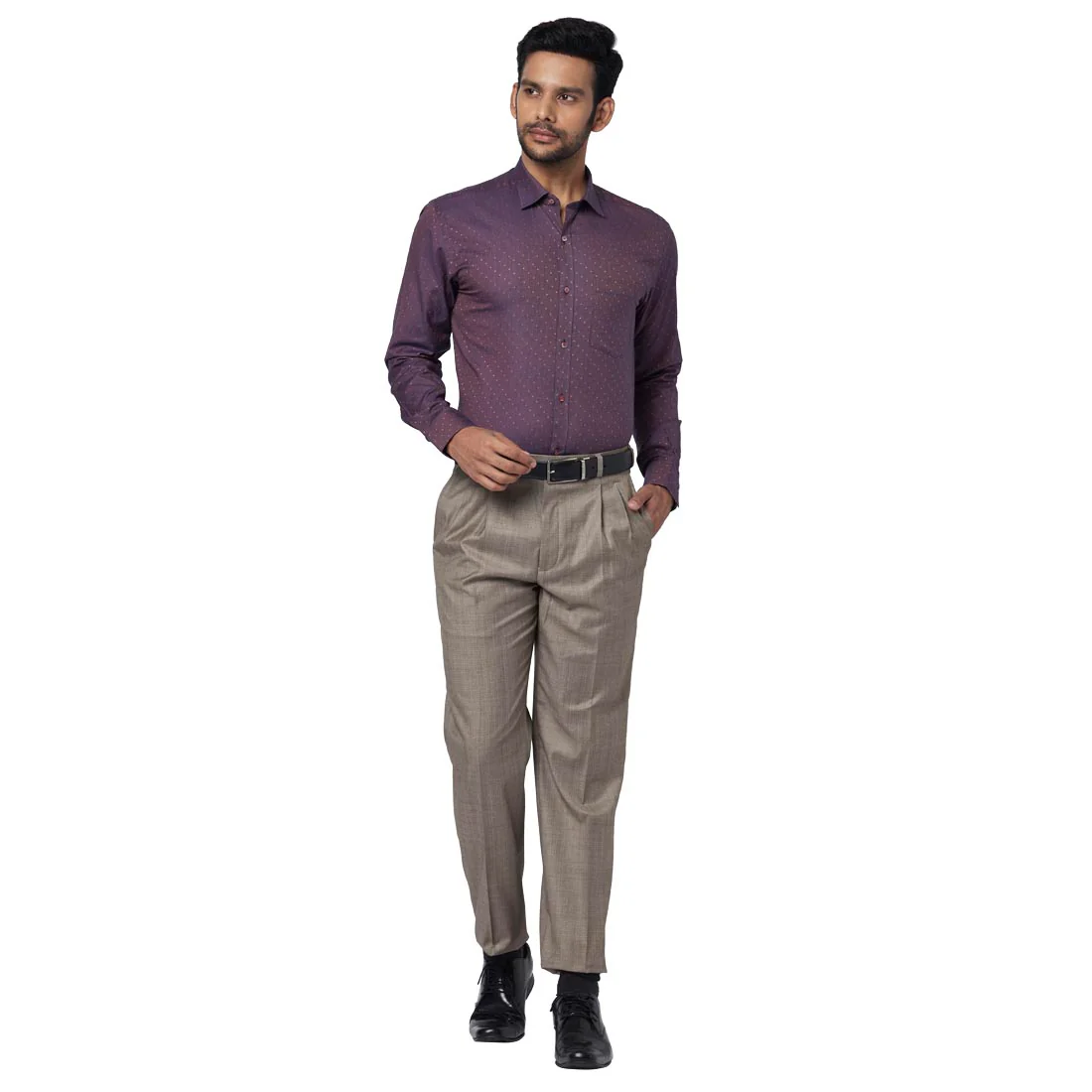 Men Orange Slim Fit Structure Cotton Shirts - Image 5