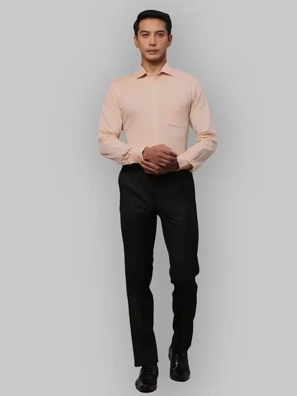 Men Orange Slim Fit Structure Cotton Shirts - Image 6