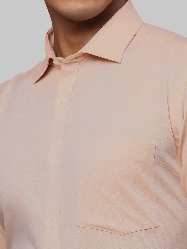 Men Orange Slim Fit Structure Cotton Shirts - Image 7