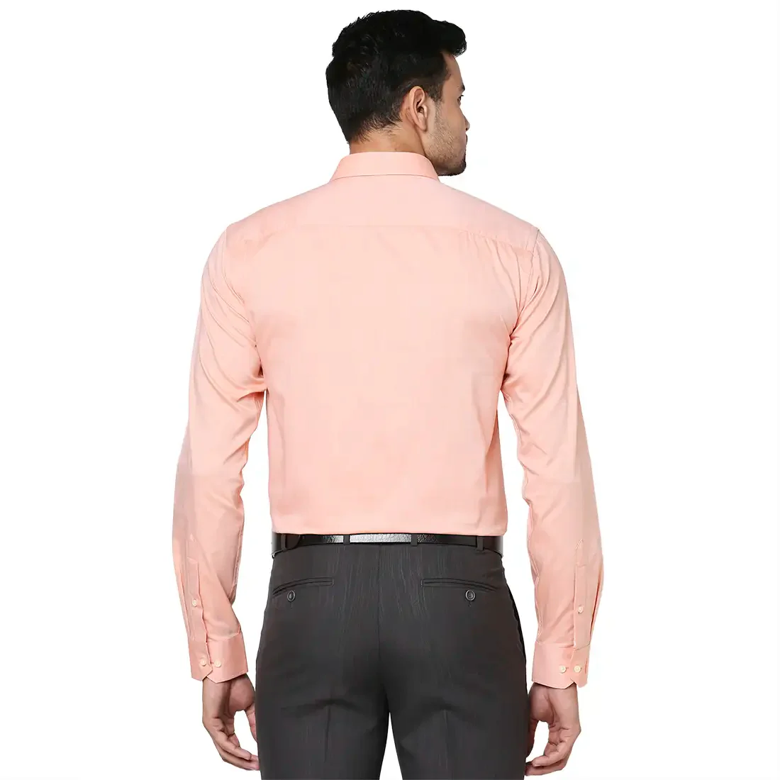 Men Orange Slim Fit Structure Cotton Shirts - Image 4