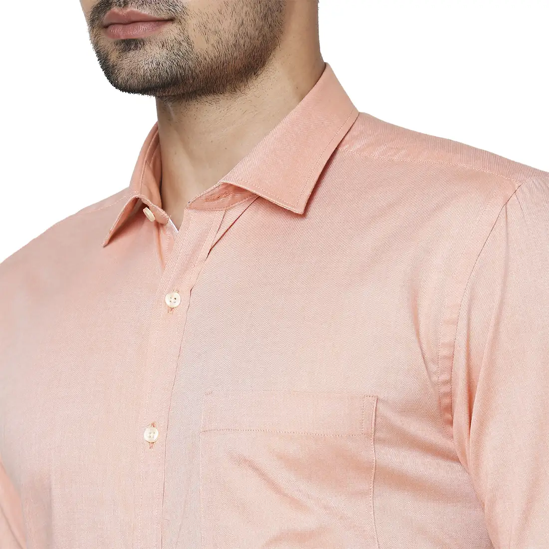 Men Orange Slim Fit Structure Cotton Shirts - Image 6