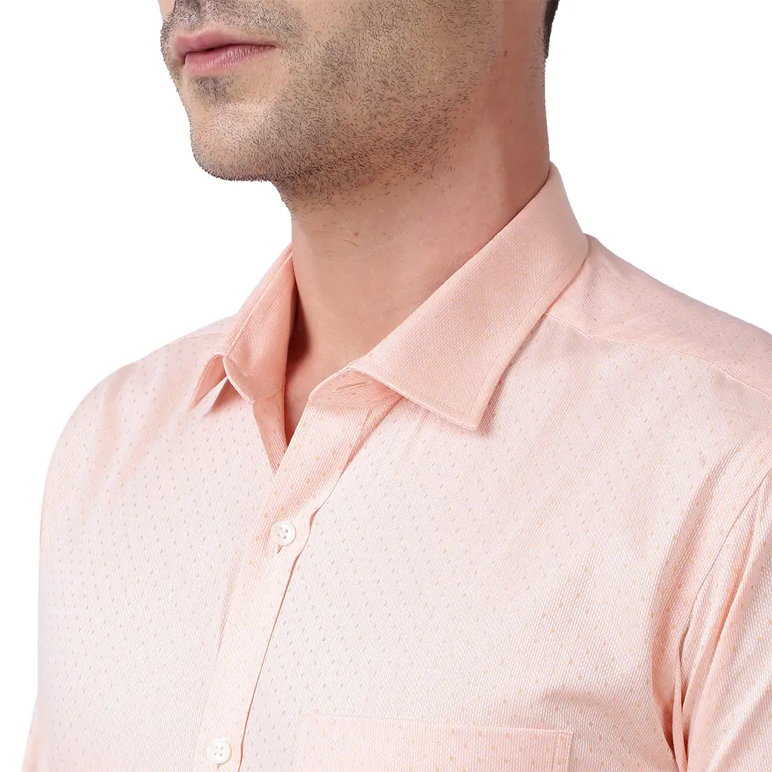 Men Orange Slim Fit Structure Cotton Shirts - Image 6