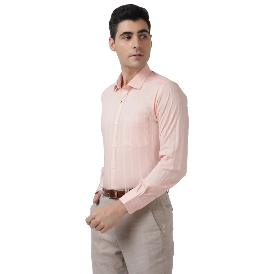Men Orange Super Slim Fit Checks Cotton Blend Shirts - Image 3