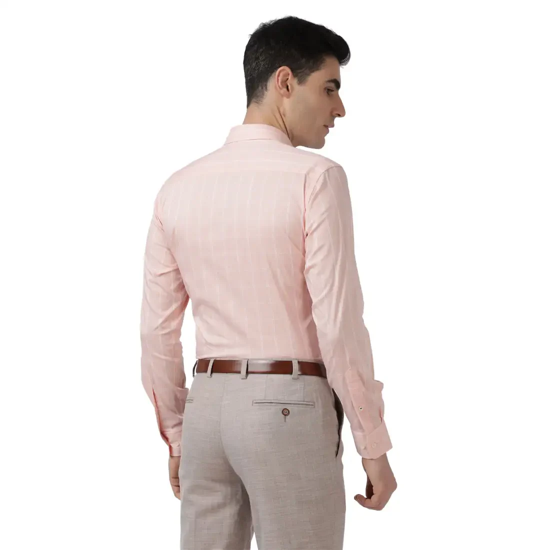 Men Orange Super Slim Fit Checks Cotton Blend Shirts - Image 4